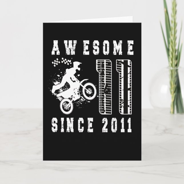 11th Birthday Gift Dirt Bike Boy Born in 2011 Card (Front)