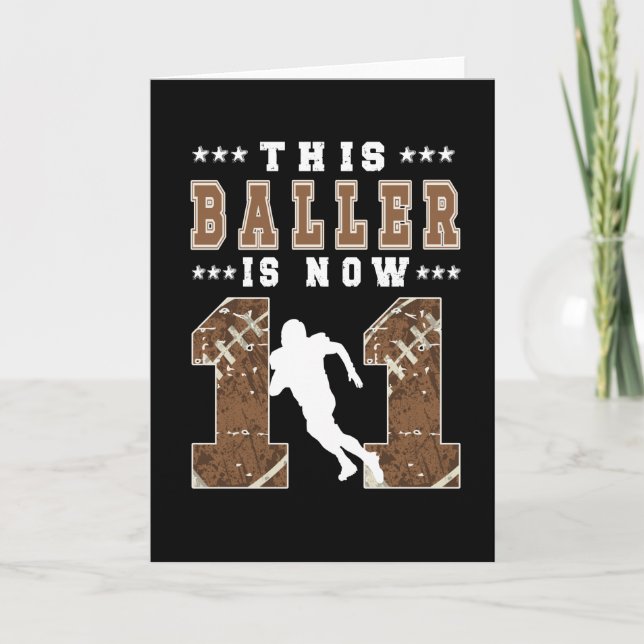 11th Birthday Gift Football Player 11 Year Old Boy Card (Front)