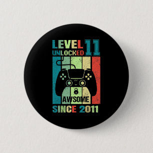 11th Birthday Gift Level 11 Unlocked Awesome 2011  6 Cm Round Badge