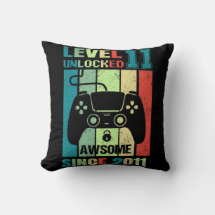 11th Birthday Gift Level 11 Unlocked Awesome 2011 Cushion