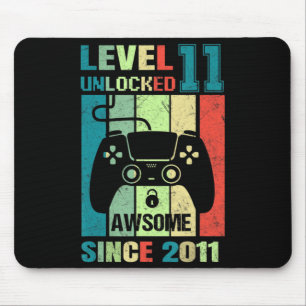 11th Birthday Gift Level 11 Unlocked Awesome 2011 Mouse Mat