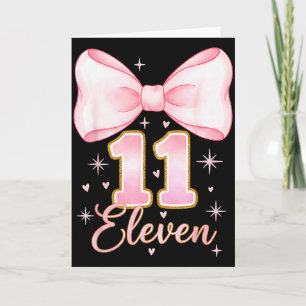 11th Birthday Girl Coquette Bow Its My Eleven Birt Card