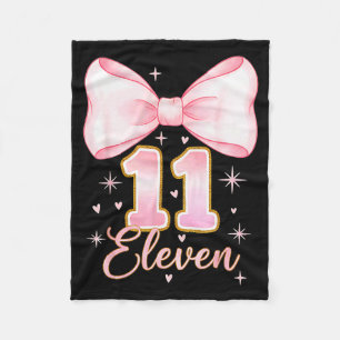 11th Birthday Girl Coquette Bow Its My Eleven Birt Fleece Blanket