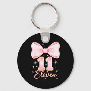 11th Birthday Girl Coquette Bow Its My Eleven Birt Key Ring