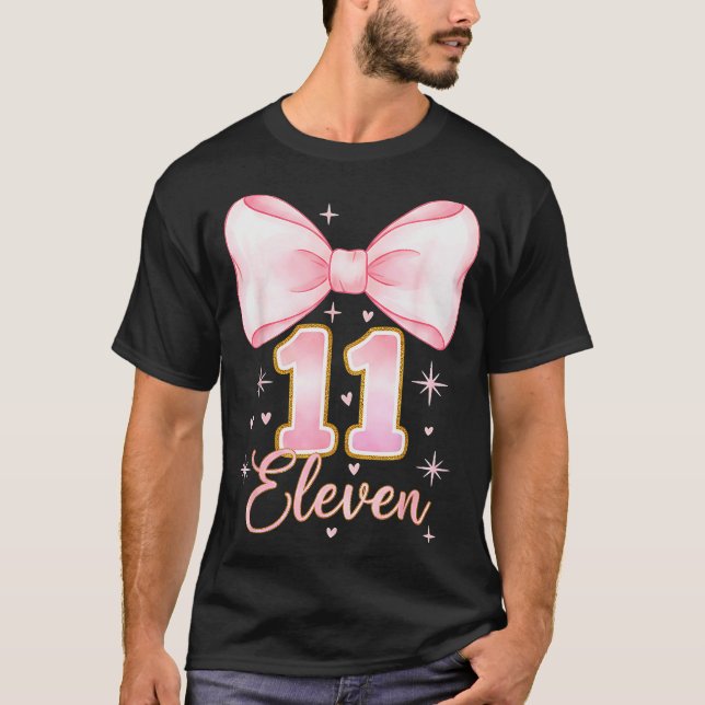 11th Birthday Girl Coquette Bow Its My Eleven Birt T-Shirt (Front)
