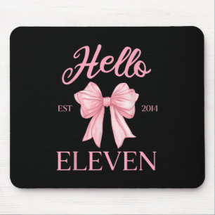 11th Birthday Girl Cute Coquette Bow Hello Eleven Mouse Mat