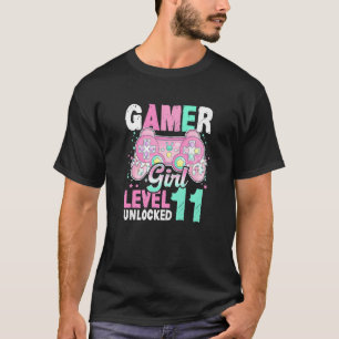 11th Birthday Girl Gamer Gaming Level 11 Unlocked  T-Shirt