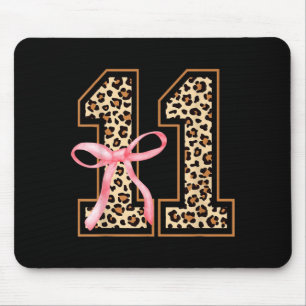 11th Birthday Girl Nk Coquette Bow Leopard 11 Year Mouse Mat
