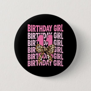 11th Birthday Girl Pink Coquette Leopard Bow 11 6 Cm Round Badge