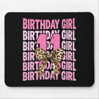 11th Birthday Girl Pink Coquette Leopard Bow 11 Mouse Mat