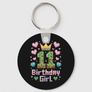 11th Birthday Girl Shirt Gaming Pixel Party 11 Yea Key Ring