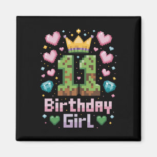 11th Birthday Girl Shirt Gaming Pixel Party 11 Yea Magnet