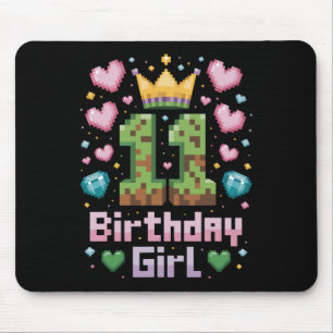 11th Birthday Girl Shirt Gaming Pixel Party 11 Yea Mouse Mat