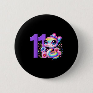 11th Birthday Girl Snake Party Rainbow Coquette Bo 6 Cm Round Badge