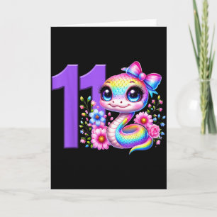 11th Birthday Girl Snake Party Rainbow Coquette Bo Card