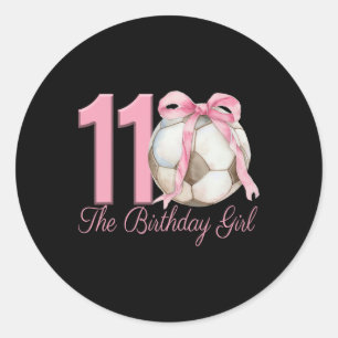 11th Birthday Girl Soccer Ll Coquette Pink Bow 11  Classic Round Sticker