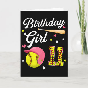 11th Birthday Girl Softll Eleventh Bday 11 Eleven Card