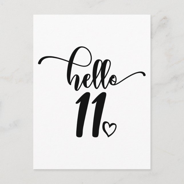 11th Birthday Girls Hello Eleven Cute 11 Years Old Postcard (Front)