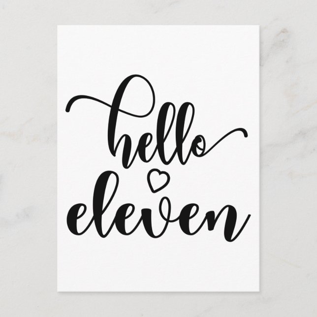 11th Birthday Girls Hello Eleven Cute 11 Years Old Postcard (Front)