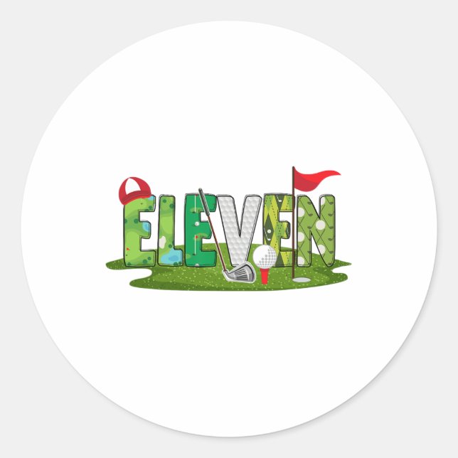 11th Birthday Golf Theme 11 Year Old Kids Sport Pa Classic Round Sticker (Front)