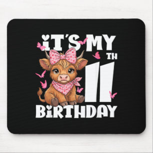 11th Birthday Highland Cow 11 Year Old Birthday Mouse Mat
