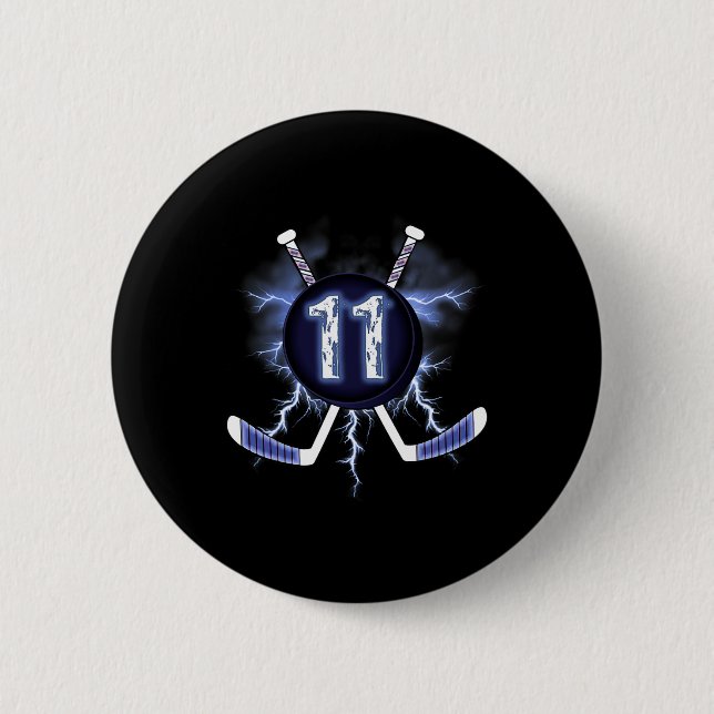 11th Birthday - Ice Hockey 11 years old  6 Cm Round Badge (Front)