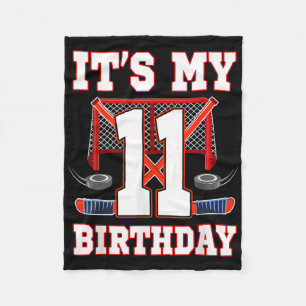 11th Birthday Ice Hockey Player 11 Years Old Party Fleece Blanket