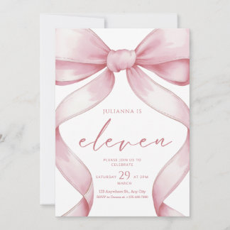 11th Birthday Invitation Pink Coquette Invite Girl