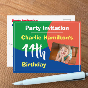 11th Birthday Invitation with Photo Postcard