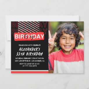 11th birthday invitations boy Party Photo Red