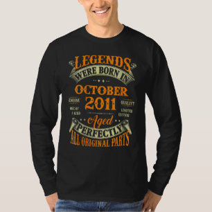 11th Birthday Legends Born In October 2011 11 Yrs T-Shirt