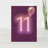 11th Birthday Neon Sign and Balloon