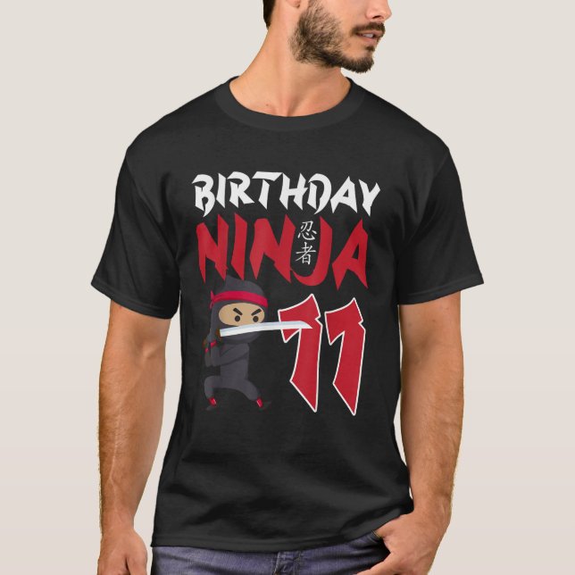 11th Birthday Ninja Happy 11 Year Old Funny B Day  T-Shirt (Front)