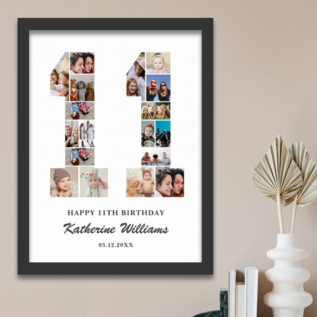 11th Birthday Number 11 Custom Photo Collage Poster (Creator Uploaded)