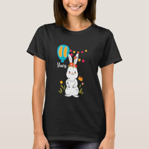 11th Birthday Party 11 Years Bunny Rabbit Flowers T-Shirt