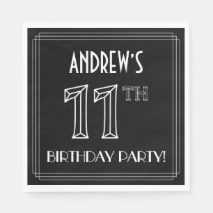 11th Birthday Party: Art Deco Style + Custom Name Napkin