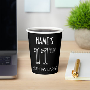 11th Birthday Party: Art Deco Style + Custom Name Paper Cups