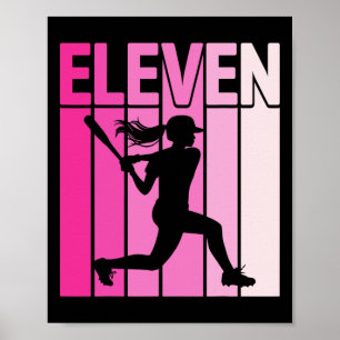 11th Birthday Party Softll Player Eleven Years Old Poster