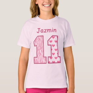 11th Birthday Pink Zebra Custom Name V025B T-Shirt