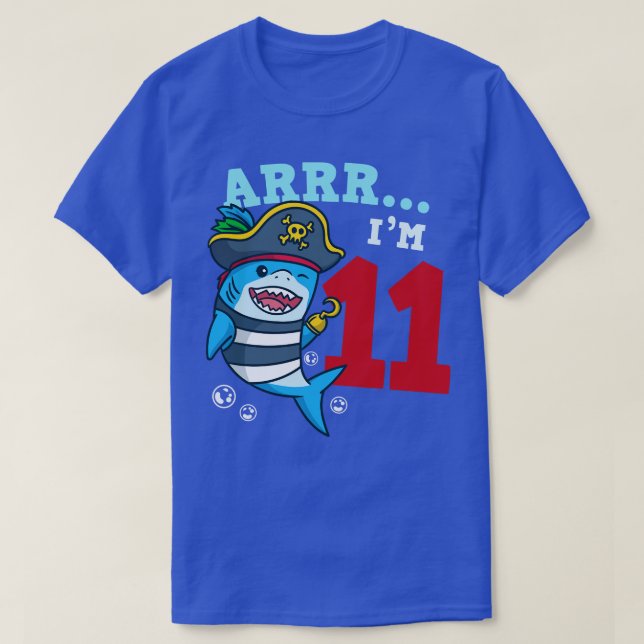 11th Birthday Pirate Shark T-Shirt (Design Front)