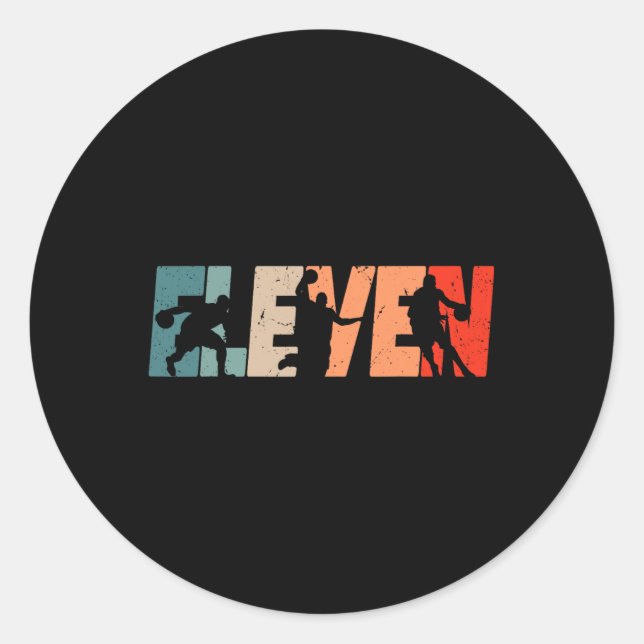 11th Birthday Retro Bysketbyll 11 Years Old Boy Gi Classic Round Sticker (Front)