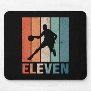 11th Birthday Retro Bysketbyll Lovers Boys Kids 11 Mouse Mat