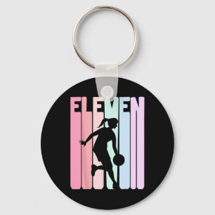 11th Birthday Retro Bysketbyll Player 11 Years Old Key Ring