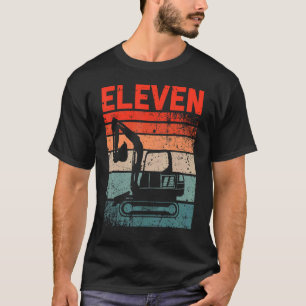 11th Birthday Retro Excavator Construction Vehicle T-Shirt