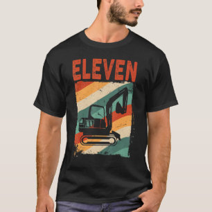 11th Birthday Retro Excavator Construction Vehicle T-Shirt