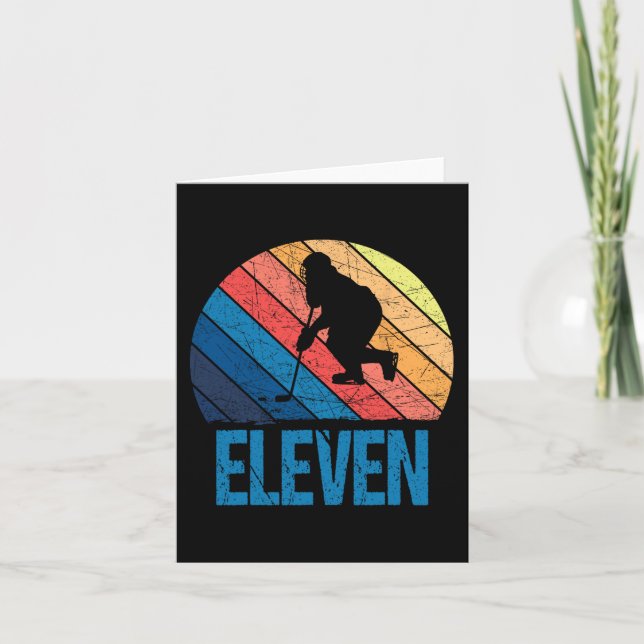 11th Birthday Retro Ice Hockey 11 Years Old Boy Gi Card (Front)