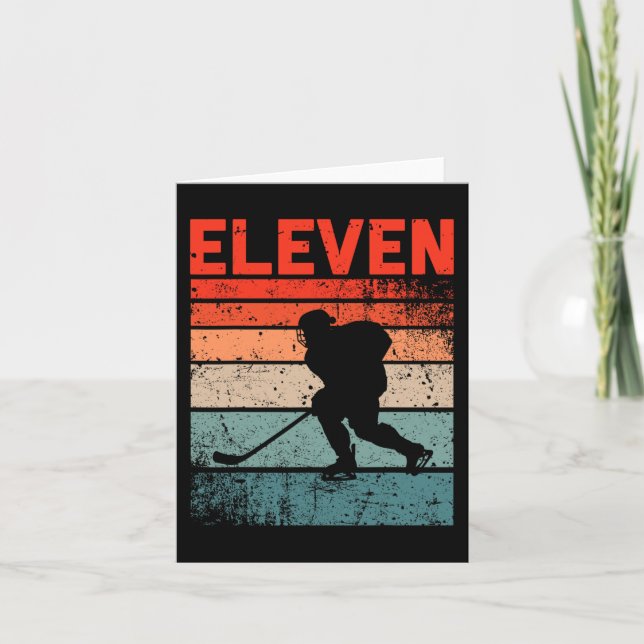 11th Birthday Retro Ice Hockey 11 Years Old Boy Gi Card (Front)