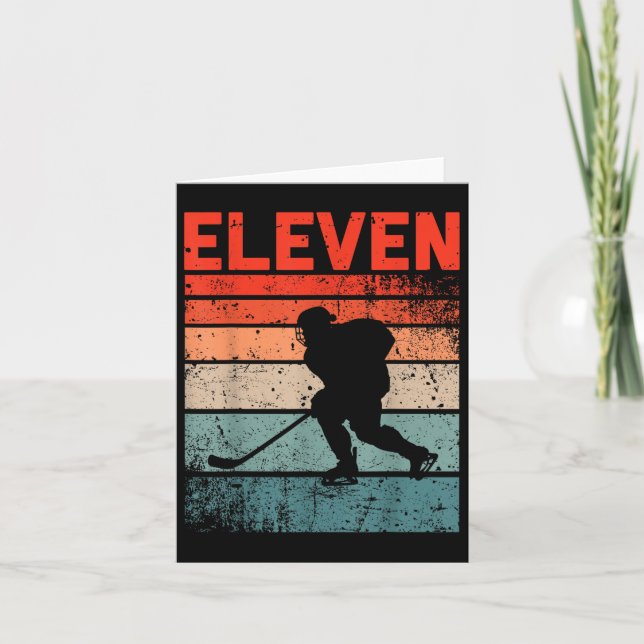 11th Birthday Retro Ice Hockey 11 Years Old Boy Gi Card (Front)