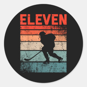 11th Birthday Retro Ice Hockey 11 Years Old Boy Gi Classic Round Sticker