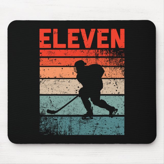 11th Birthday Retro Ice Hockey 11 Years Old Boy Gi Mouse Mat (Front)